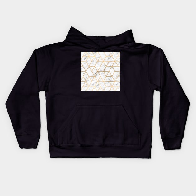 Marble & Gold Geo Lines Kids Hoodie by Blue-Banana